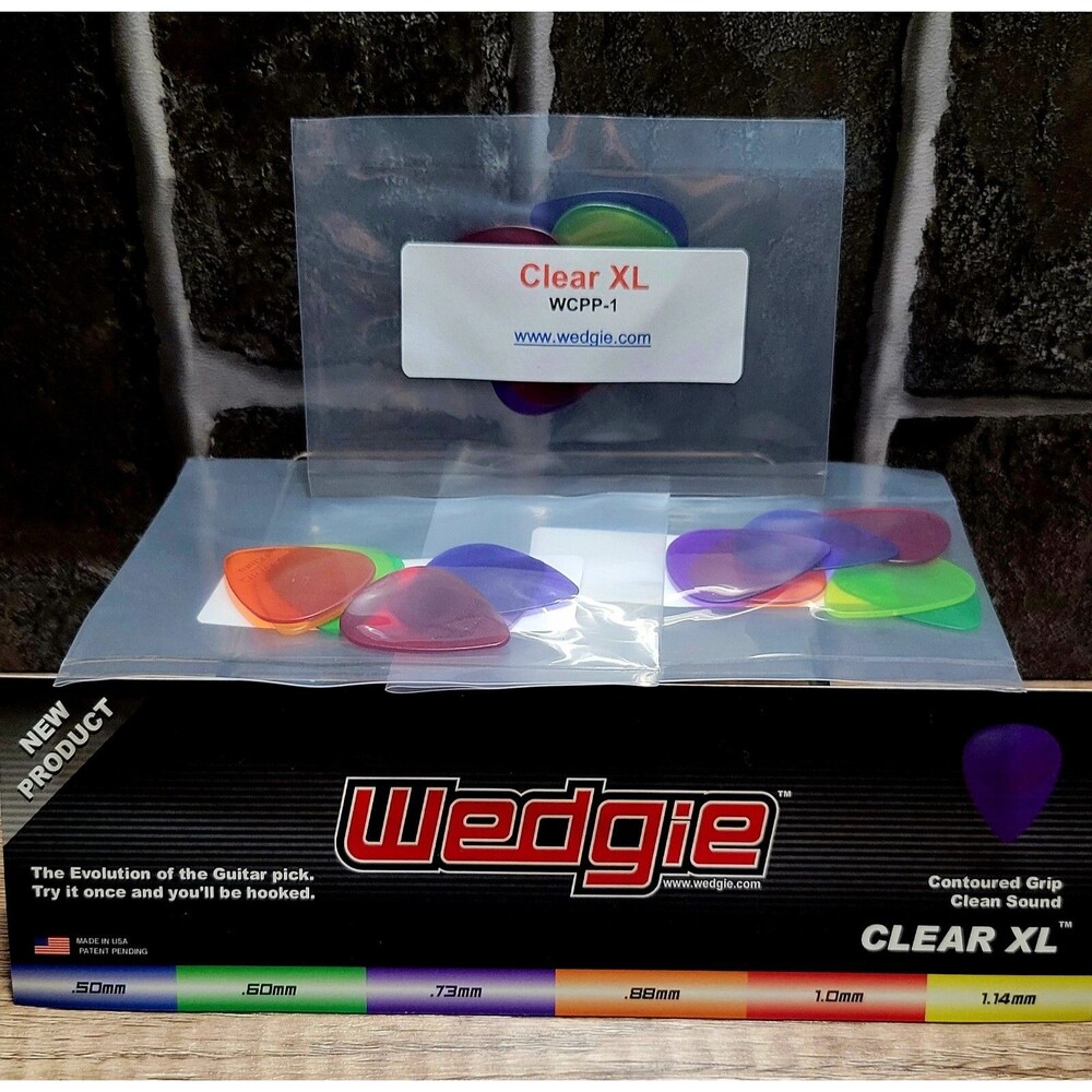 Wedgie Clear XL Guitar Pick Sampler 6-Pack | Thin, Medium & Heavy